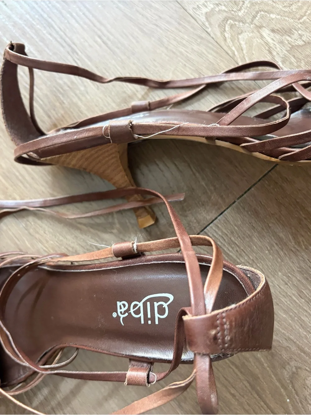 DIBA Brown Woven Leather Lace-Up Kitten Heels - Picture 6 of 6